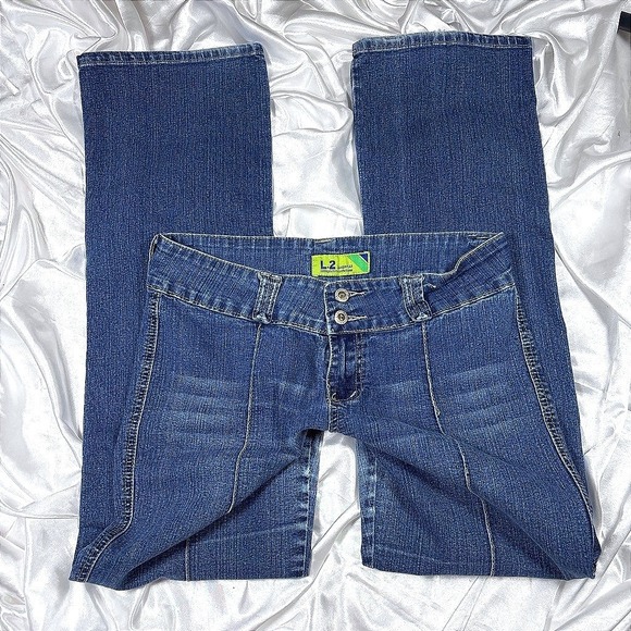 L2 Jeanswear Denim - y2k vintage low rise Jeanswear Straight Leg Jeans Blue Seam Detail Size 13